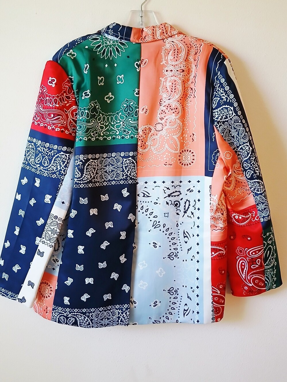 Bylh Studio Multi- Colored Patchwork Bandana Blazer Pear Buttons Size Small - Picture 3 of 9